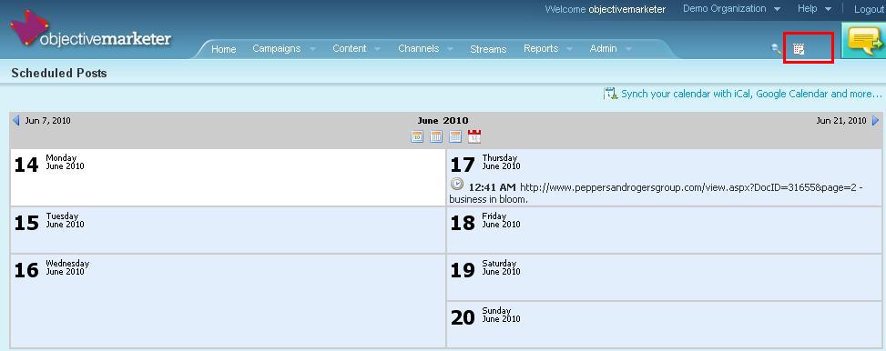 ObjectiveMarketer Calendar
