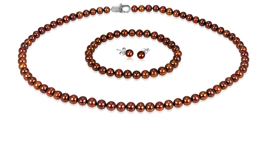 Pearl Necklace, Bracelet & Earring Set