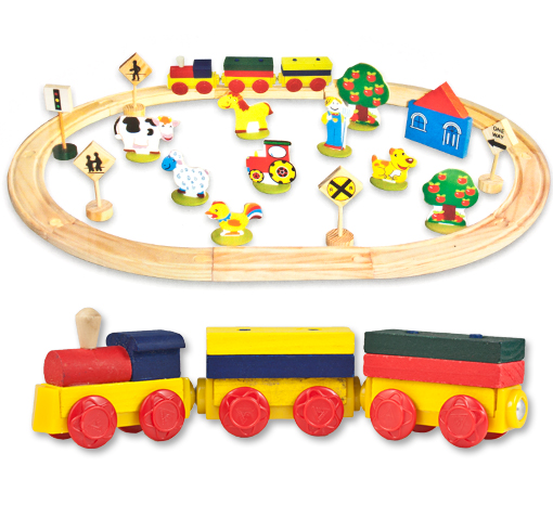 38-Pc. Wooden Train Set