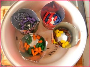 crayolas en sus ollas