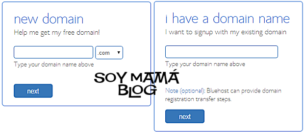 Dos opciones al loguearte en Bluehost