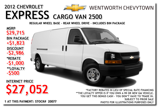 2012 Chevy Express Cargo Van 2500 for sale at Wentworth Subaru in Portland, Oregon