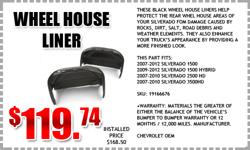 Chevy Silverado Wheel House Liner, Portland, Wilsonville, Beaverton, Oregon City, Salem