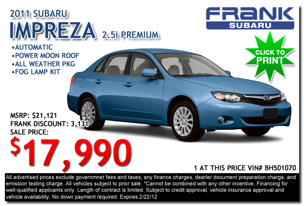 2011 Subaru Impreza Premium for sale in San Diego, CA