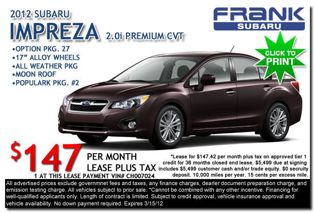 2012 Subaru Impreza 2.0i Premium CVT for sale in San Diego, CA