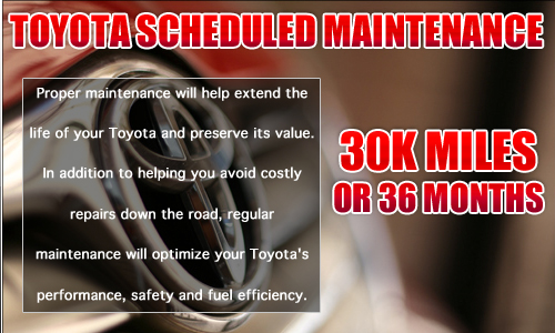 scheduled maintenance, 30000, toyota, parts, special, national city, california