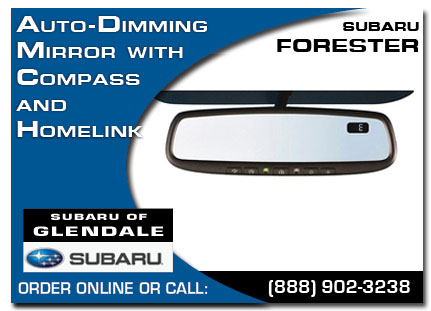 Los Angeles, subaru, auto-dimming mirror, compass, homelink, forester, accessories, parts, specials