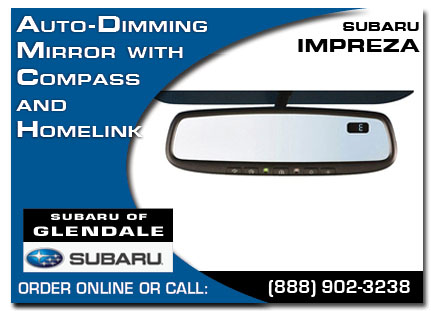 Los Angeles, subaru, auto-dimming mirror, compass, homelink, impreza, accessories, parts, specials