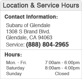 Subaru of Glendale Service Department Hours, Location, and Contact Information