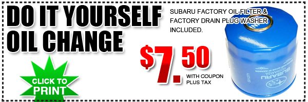 Los Angeles DIY Oil Change Kit Subaru Parts Discount Coupon Special