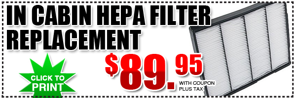 Los Angeles Cabin Air HEPA Filter Replacement Subaru Service Discount Coupon Special