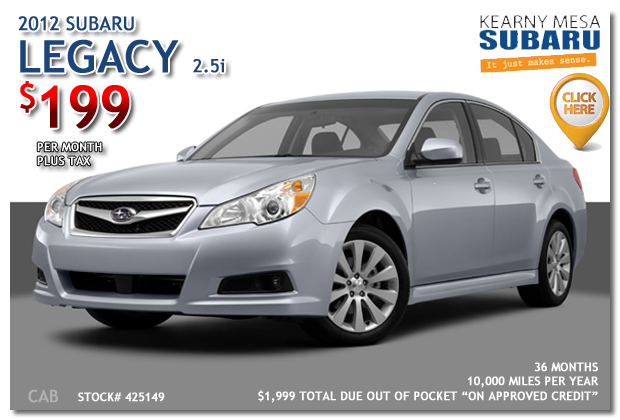 New 2012 Legacy 2.5i Lease Special, Kearny Mesa, California