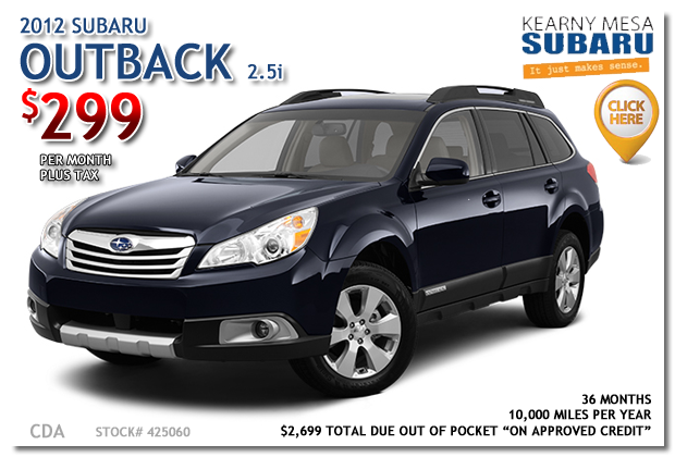 New 2012 Outback 2.5i Lease Special, Kearny Mesa, California