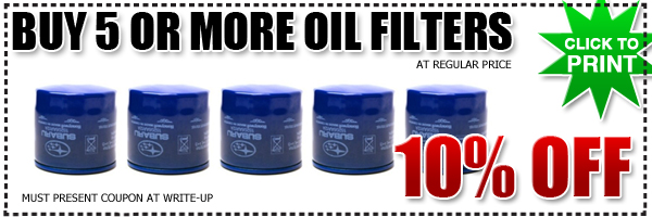 Subaru Oil Filter Bundle Discount Coupon, Parts Specials, San Diego, California