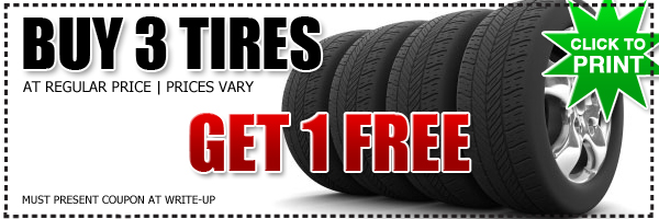 Subaru Buy 3 Get 1 Free Tire Special serving San Diego, California & Kearny Mesa