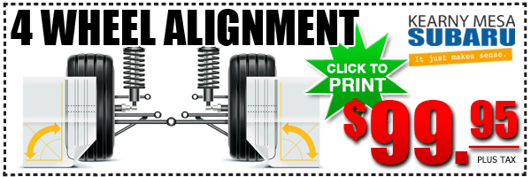 Subaru Alignment Service Special, Toe Set Wheel Alignment, Car Repair & Maintenance Discount Coupons, San Diego, California