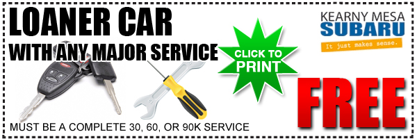 Free Loaner / Rental Car Service Special, Subaru Discount Coupons, Car Repair & Maintenance San Diego, California, Kearny Mesa