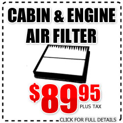 Subaru Cabin & Engine Air Filter Service Discount Specials, Car Repair & Maintenance Coupons, Kearny Mesa, San Diego, California, Escondido, Carlsbad, El Cajon
