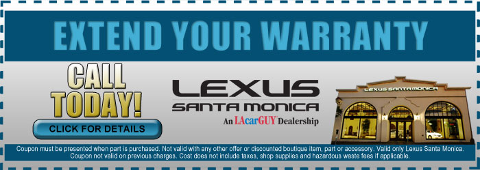 Renew your Lexus Vehicle's Warranty Today! Lexus Santa Monica Warranty Renewal Service Special, Los Angeles, CA