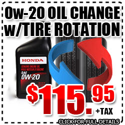 Honda Synthetic 0w-20 Oil & Filter Change Service Special with Tire Rotation in Carson City, Nevada