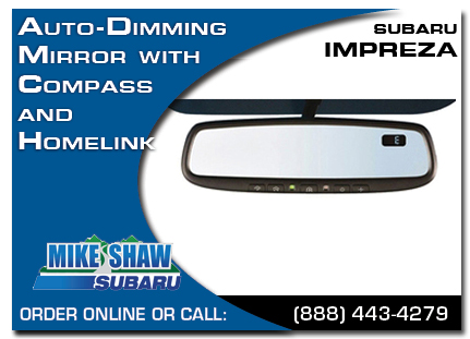 Denver, subaru, auto-dimming mirror, compass, homelink, impreza, accessories, parts, specials