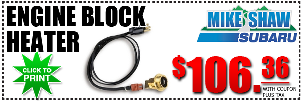Subaru Engine Block Heater Discount Coupon