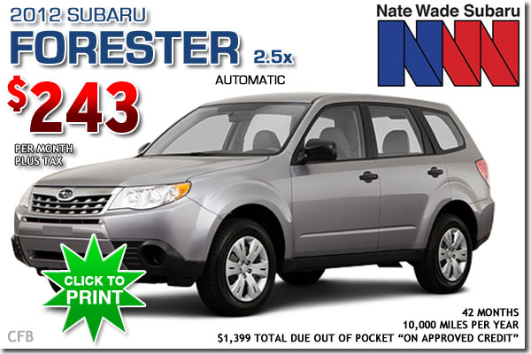 New 2012 Subaru Forester for lease in Salt Lake City, Utah!