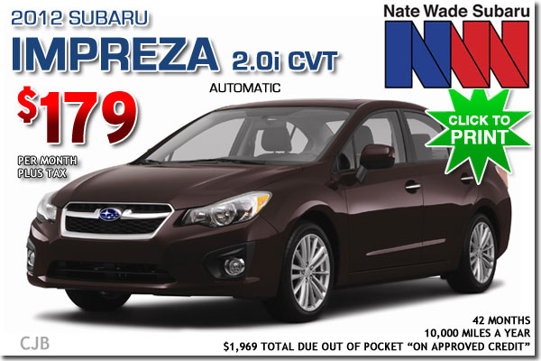 New 2012 Subaru Impreza 2.0i for lease in Salt Lake City, Utah!