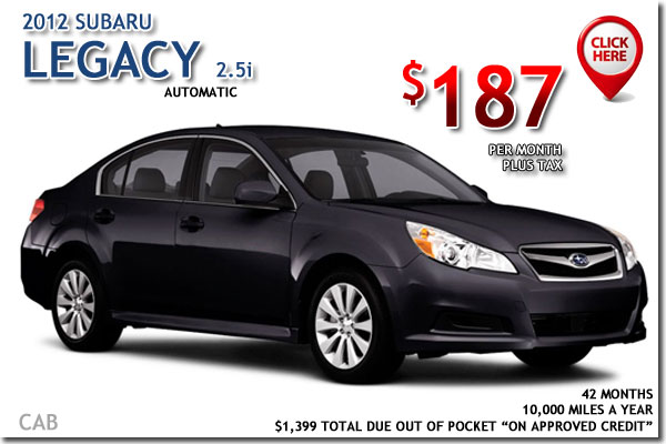 New 2012 Subaru Legacy 2.5i for lease in Salt Lake City, Utah!