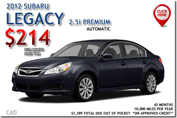New 2012 Subaru Legacy 2.5i Premium for lease in Salt Lake City, Utah!
