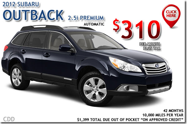 New 2012 Subaru Outback 2.5i Premium for lease in Salt Lake City, Utah!