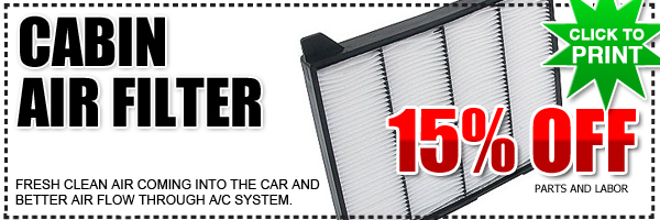 Cabin Air Filter Service Special, Discount Coupons, Salt Lake City, Utah
