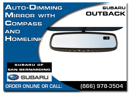 San Bernardino, subaru, auto-dimming mirror, compass, homelink, outback, accessories, parts, specials