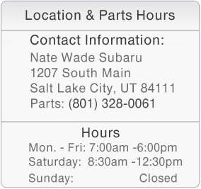 nate wade subaru store hours