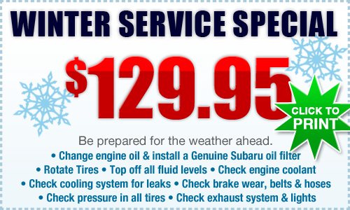 Subaru Winter Service Special Coupon for Car Repair & Maintenance Discounts & Specials at Tucson Subaru in Arizona