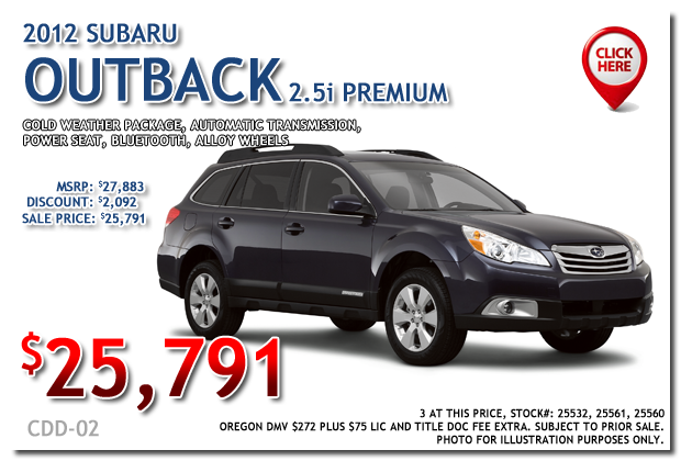 2012 Subaru Outback 2.5i Premium for sale in Portland, Oregon!