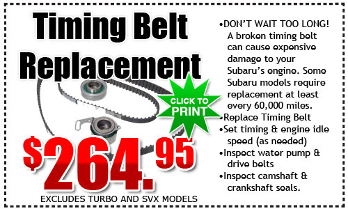 Wentworth Subaru Timing Belt Replacement Discount
Coupon! subaru, timing belt replacement, auto repair, discount, coupon, service,
maintenance, portland, oregon city, gresham, vancouver,
beaverton
