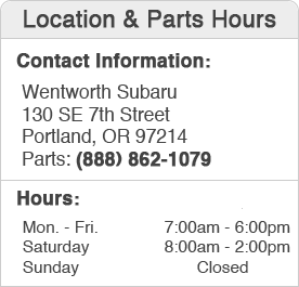 Wentworth Subaru Parts Department Hours, Location, Contact Information