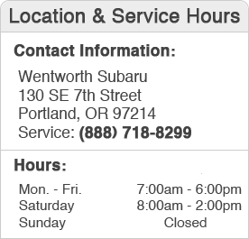 Wentworth Subaru Service Department Hours, Location, Contact Information