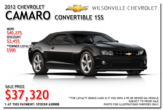 2012 Chevy Camaro Convertible 1SS for sale at Wilsonville Chevrolet, Portland, Beaverton, Hillsboro, Oregon City, Tigard, McMinnville, Salem