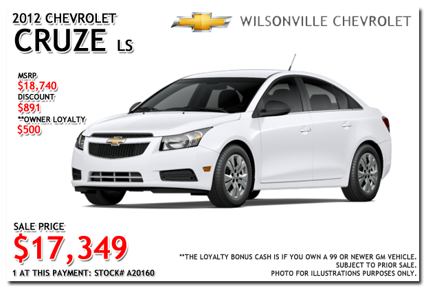 2012 Chevy Cruze Sedan LS for sale at Wilsonville Chevrolet, Portland, Beaverton, Hillsboro, Oregon City, Tigard, McMinnville, Salem