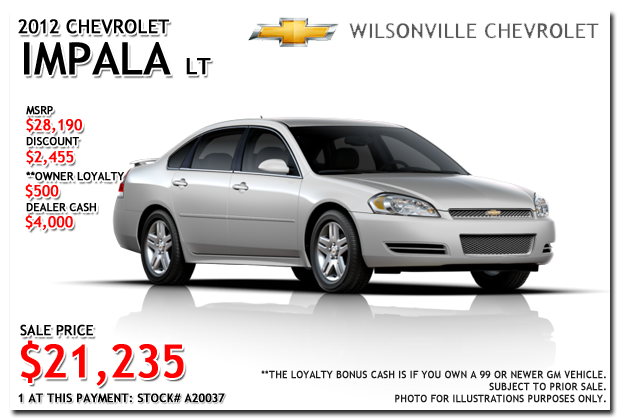 2012 Chevy Impala LT for sale at Wilsonville Chevrolet, Portland, Beaverton, Hillsboro, Oregon City, Tigard, McMinnville, Salem