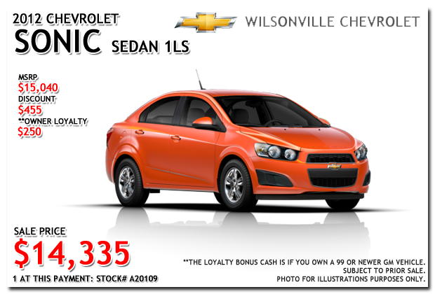2012 Chevy Sonic Sedan 1LS for sale at Wilsonville Chevrolet, Portland, Beaverton, Hillsboro, Oregon City, Tigard, McMinnville, Salem