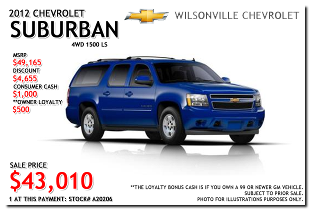 2012 Chevy Suburban 1500 LS for sale at Wilsonville Chevrolet 2012 Chevy Suburban 1500 LS for sale at Wilsonville Chevrolet, Portland, Beaverton, Hillsboro, Oregon City, Tigard, McMinnville, Salem