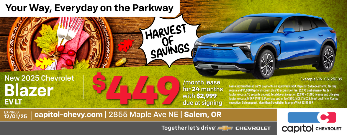 New 2025 Chevrolet Blazer EV LT | $449/ month for 24 months with $2,999 due at signing