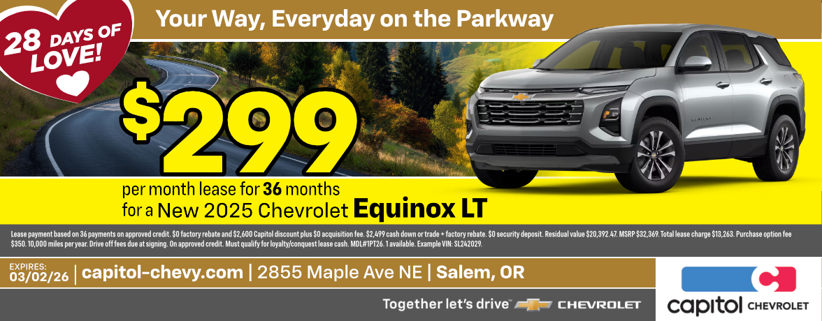 New 2025 Chevrolet Equinox LT $299/ month for 36 months
