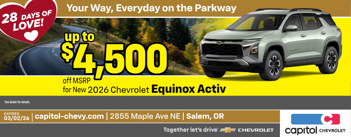 New 2026 Chevrolet Equinox Activ Up to $4,500 off MSRP