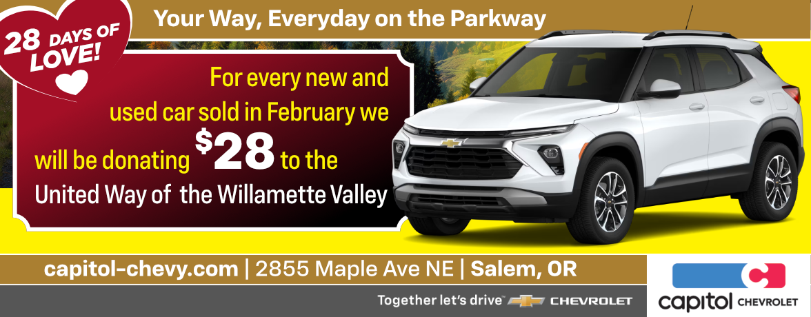 28 Days of Love $28 to the United Way of the Willamette Valley clickable image