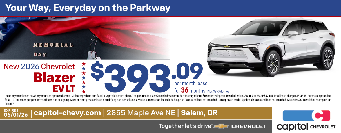 New 2026 Chevrolet Blazer EV LT special offers