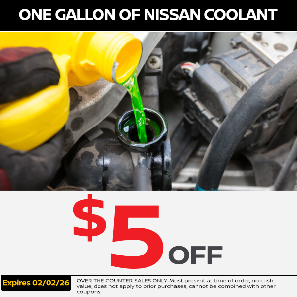 One Gallon of Nissan Coolant Parts offer image One Gallon of Nissan Coolant $5 Off | Expires: 2/02/2026